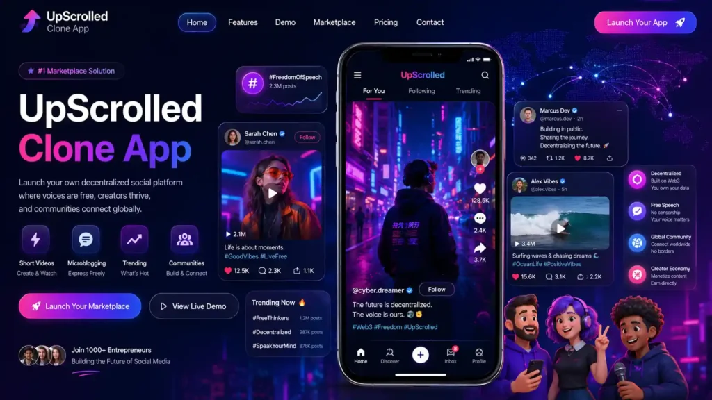 UpScrolled Clone — White Label UpScrolled App & Platform — product screenshot