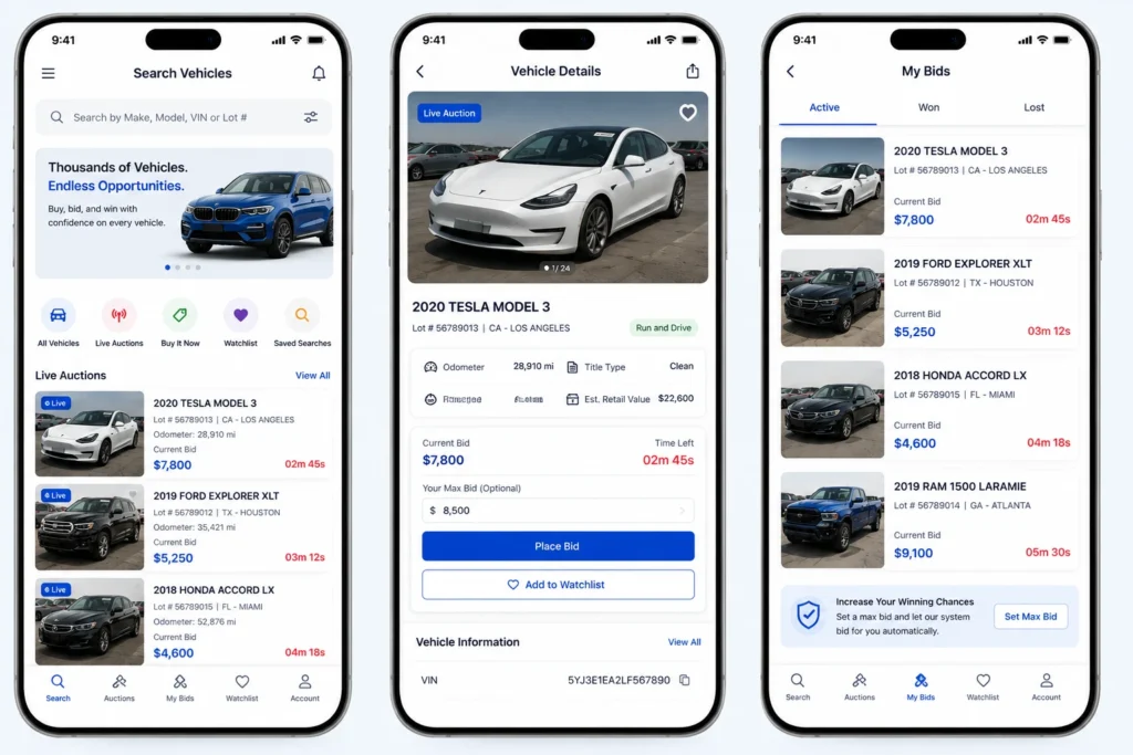 Copart Clone — Buy White Label Vehicle Auction Marketplace — product screenshot