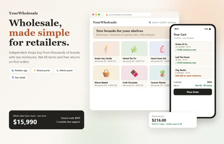 Faire Clone App Development — White Label B2B Wholesale Marketplace Like Faire