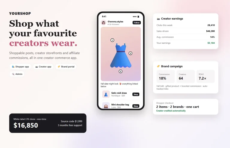 LTK Clone App Development — White Label Creator Commerce Platform Like LTK